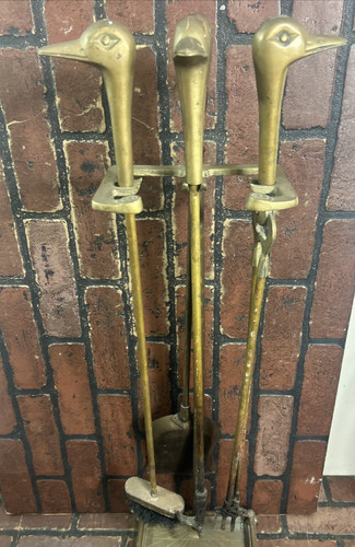 Brass duck head fireplace - duck, tool