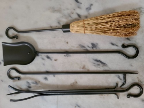Cast iron fireplace tools - cast, set