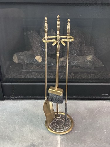 Vintage brass iron - &, fireplace