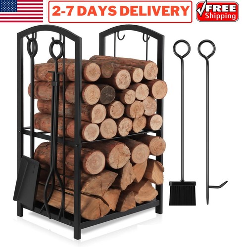 Fireplace tool set log rack - tool,